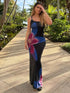 Sexy Party Maxi Dress For Women Summer Fashion Print Sleeveless Backless Bodycon Casual Club Elegant Strap Dress